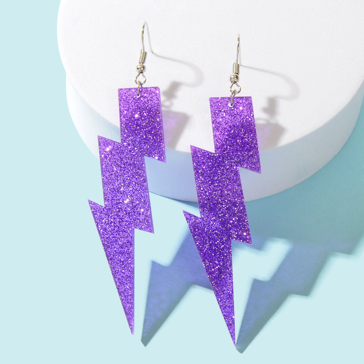 Sparkling Retro Party Acrylic Exaggerated Women Lightning Bolt Dangle Earrings